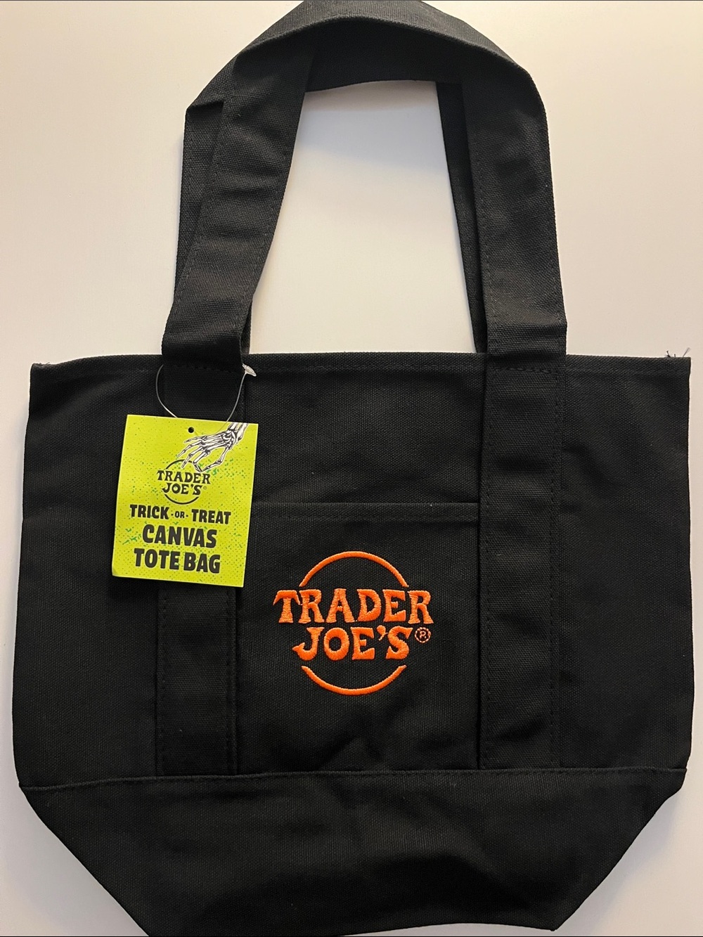 Trader Joe's Black Canvas Tote with Orange Logo